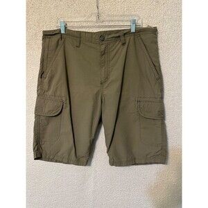 Hawke&Co Cargo Short Pants Mens 36 Solid Beige Mid Rise Zip Fly Pockets Casual‎
